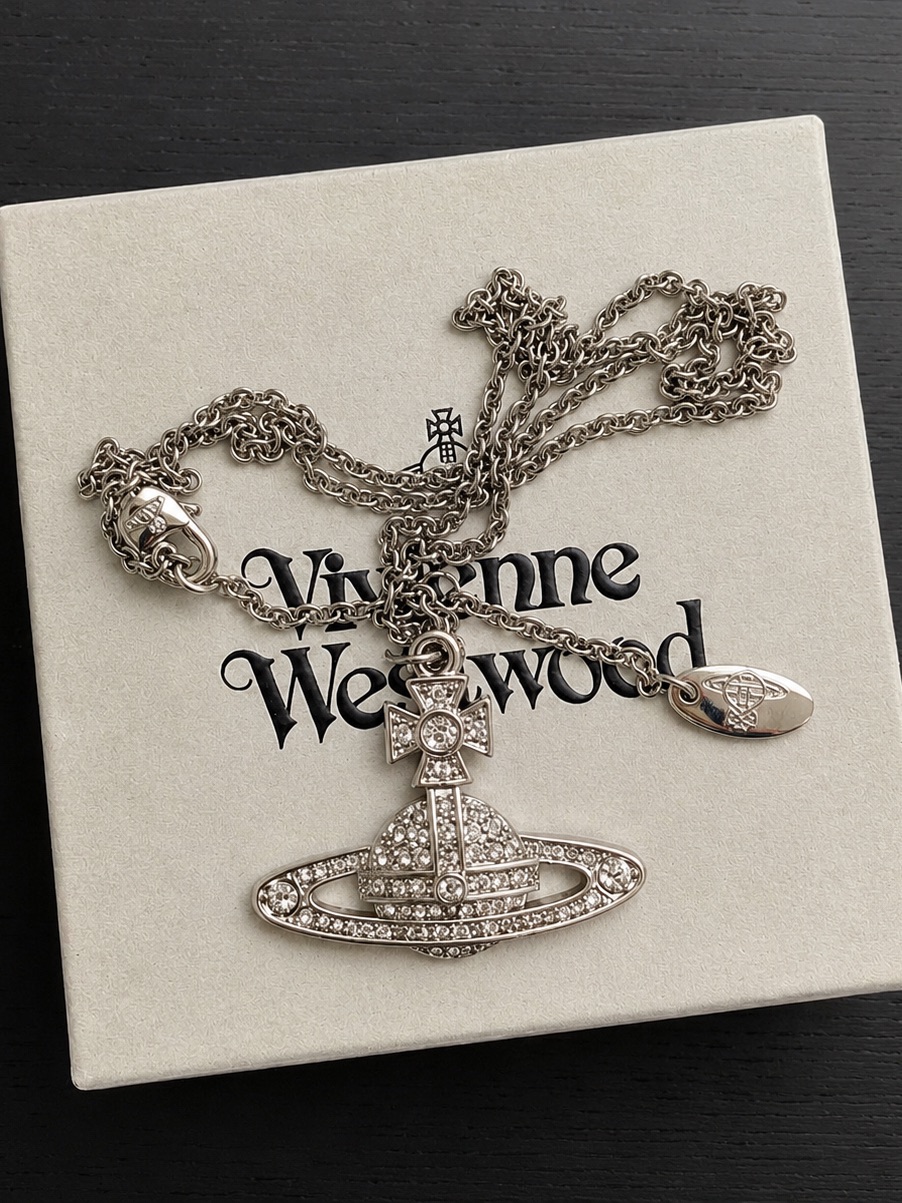 Vivienne Westwood Silver Crystal Orb Pendant Necklace